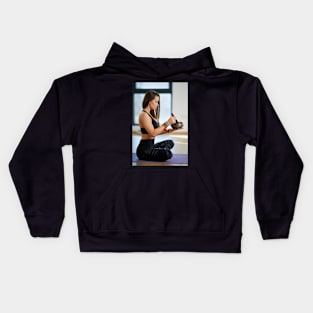 Woman in various yoga postures Kids Hoodie